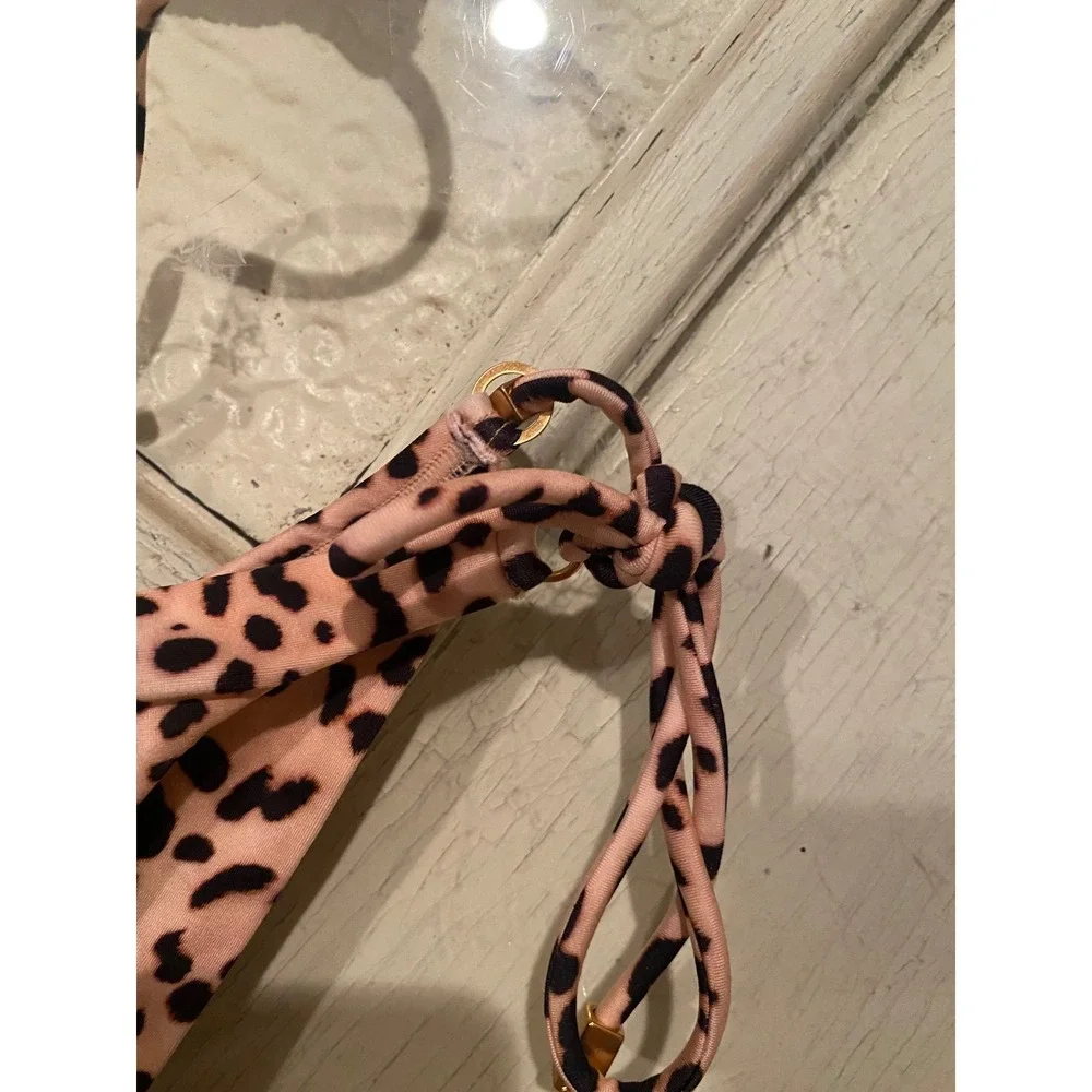 Triangl Triangle Bikini Set Women's Size S Velvet Leopard Print Spaghetti NWT